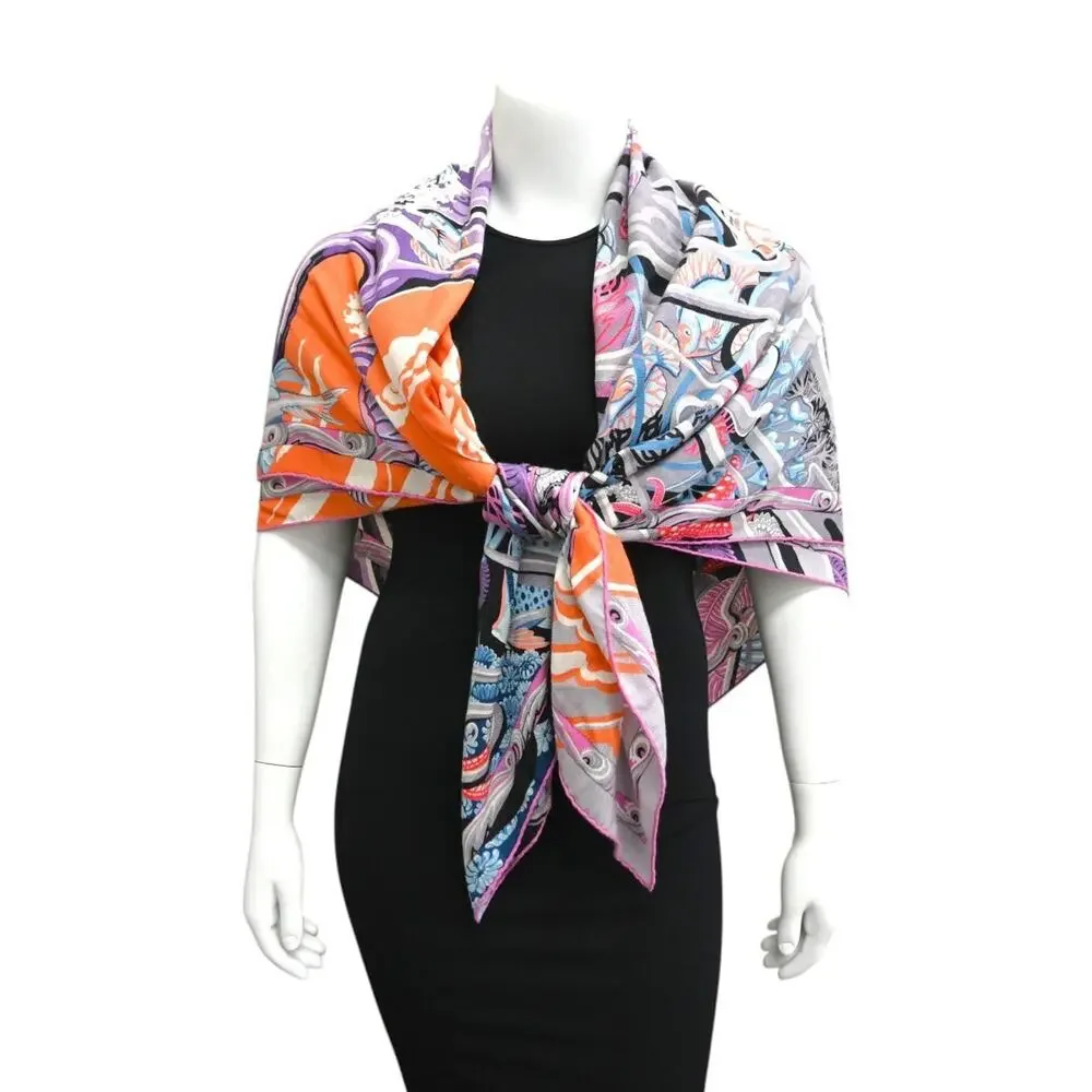 Hermes 'de la mer au ciel' Multicolored Shawl - Picture 2 of 16